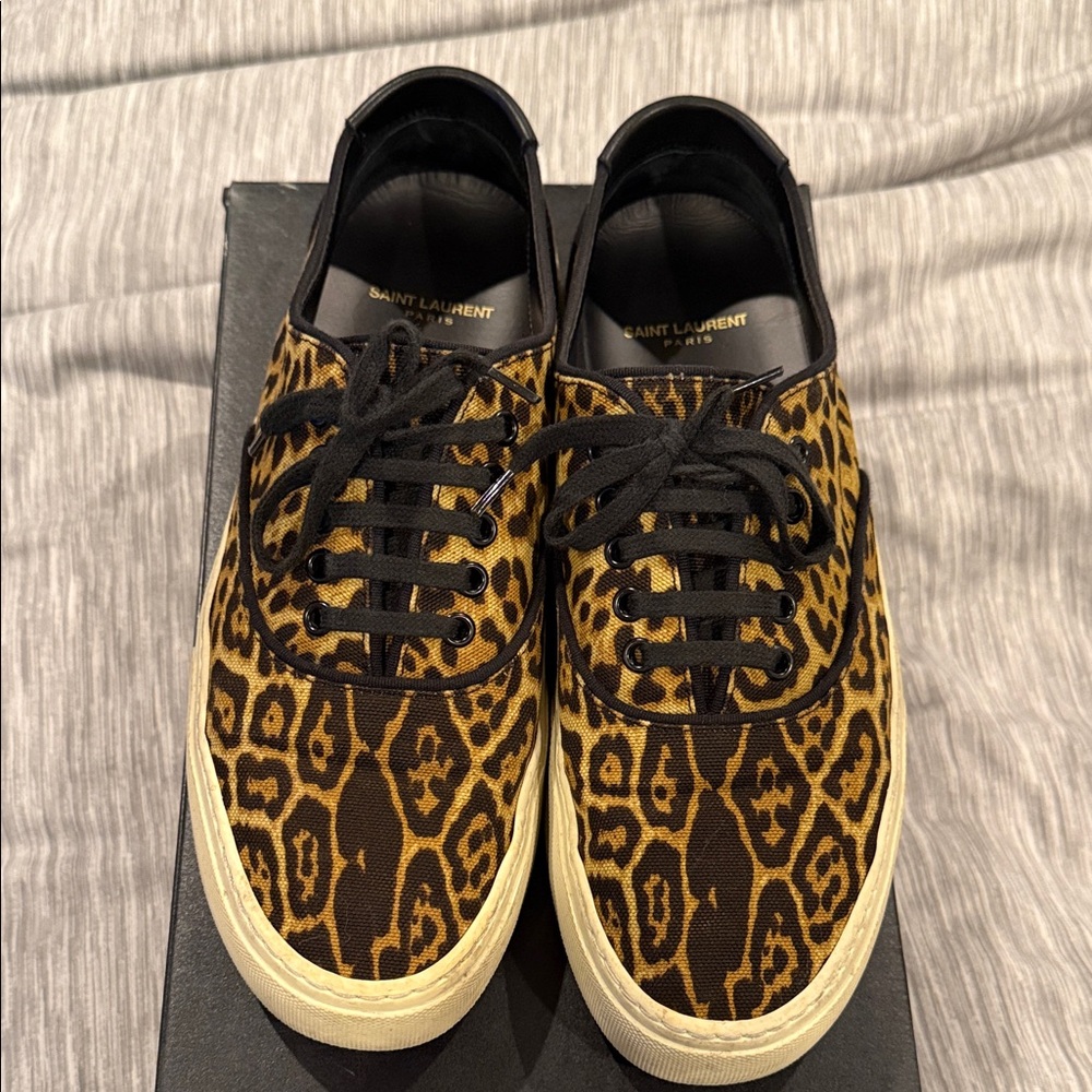 Saint Laurent Men's Black and Brown Patterned Sneakers
